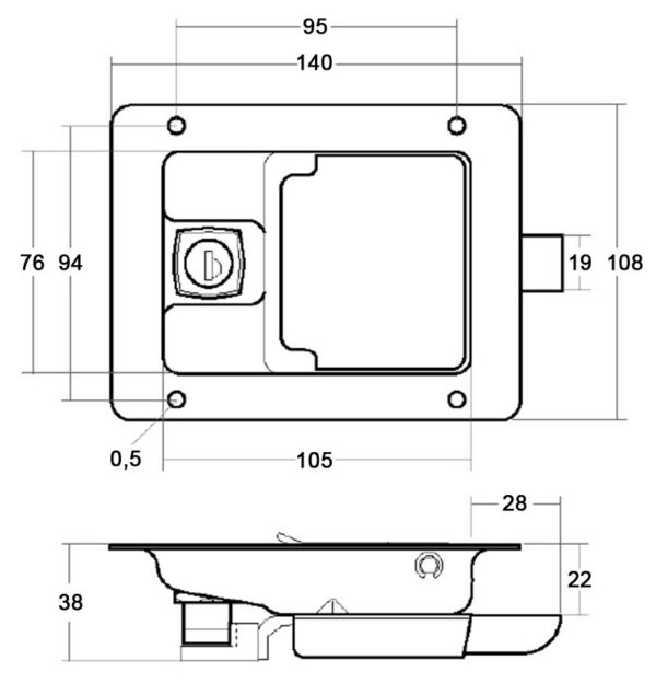 Ukselukk 408 roostevaba (lukustatav) - Image 2